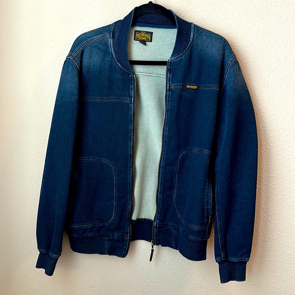 Men’s True Religion Denim Bomber Jacket SMALL